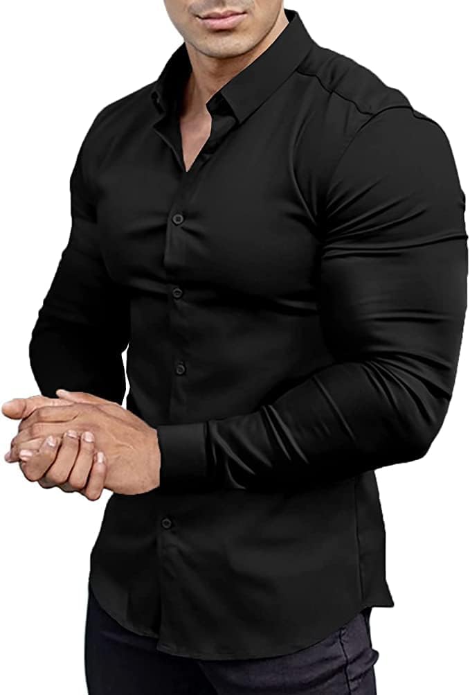 Camisa De Vestir Abotonada Para Hombre | Sin Arrugas