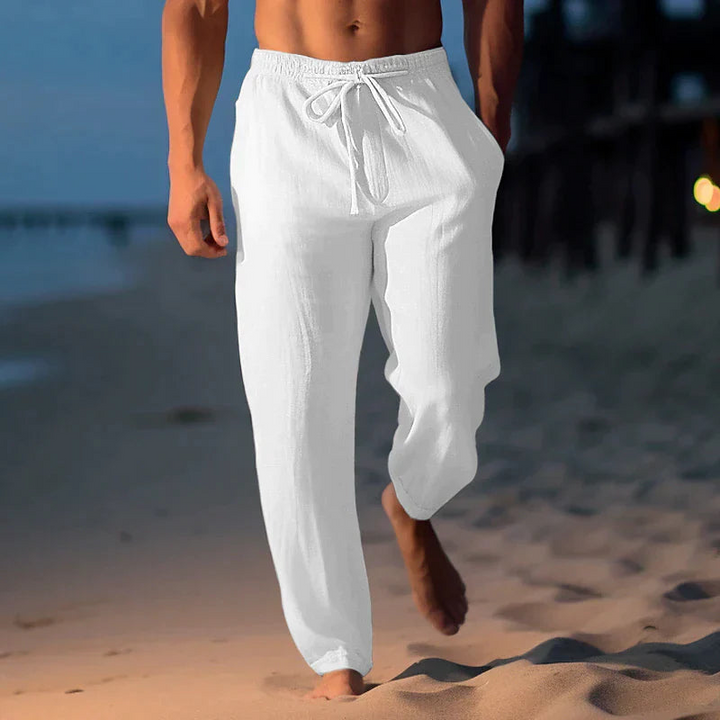 Pantalones Rectos De Verano Para Hombre | Cordón Ajustable