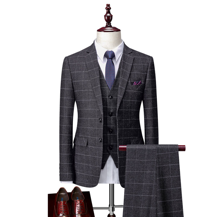 Traje Para Invitado De Boda formal de tres piezas para hombre | Estampado a cuadros