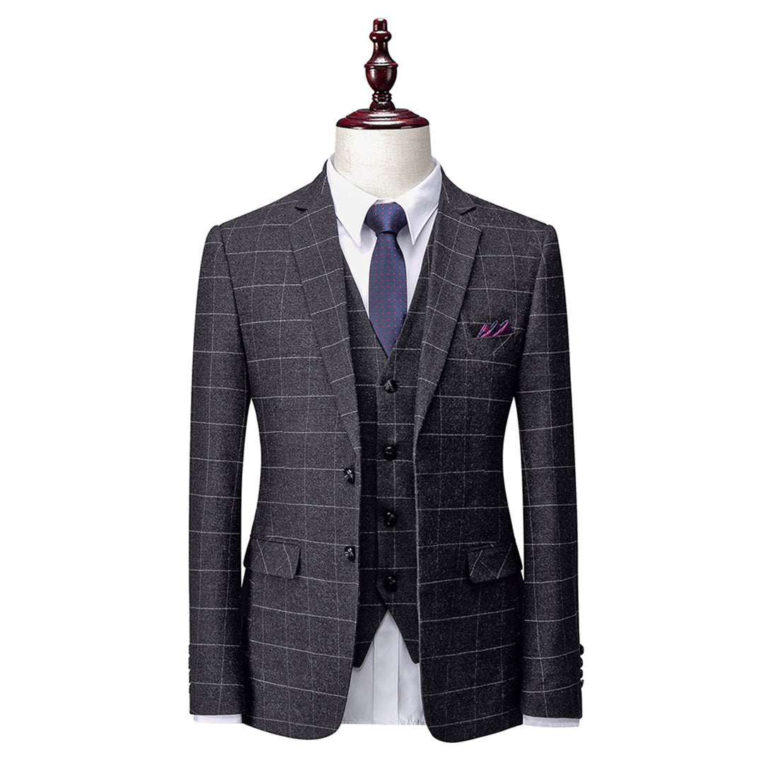 Traje Para Invitado De Boda formal de tres piezas para hombre | Estampado a cuadros