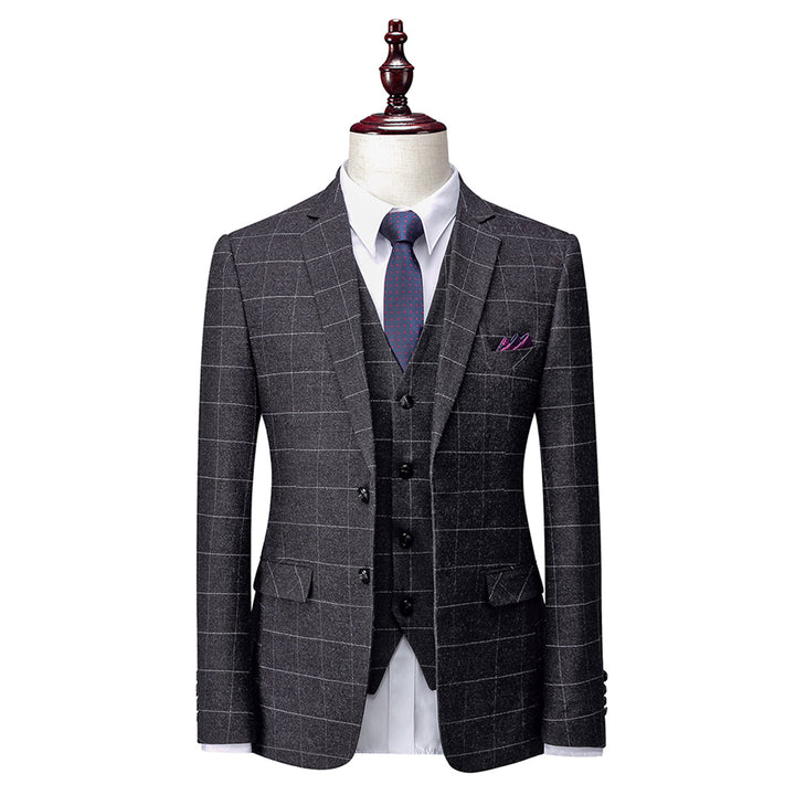 Traje Para Invitado De Boda formal de tres piezas para hombre | Estampado a cuadros