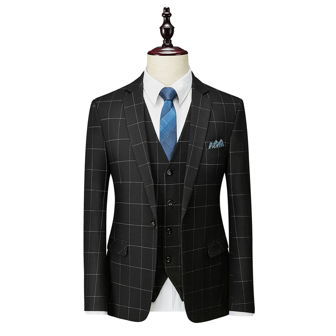 Traje Para Invitado De Boda De Tres Piezas Ajustado A Cuadros Para Hombre | Moderno