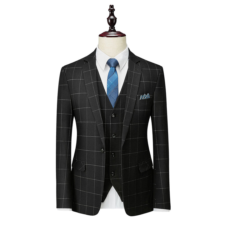 Traje Para Invitado De Boda De Tres Piezas Ajustado A Cuadros Para Hombre | Moderno