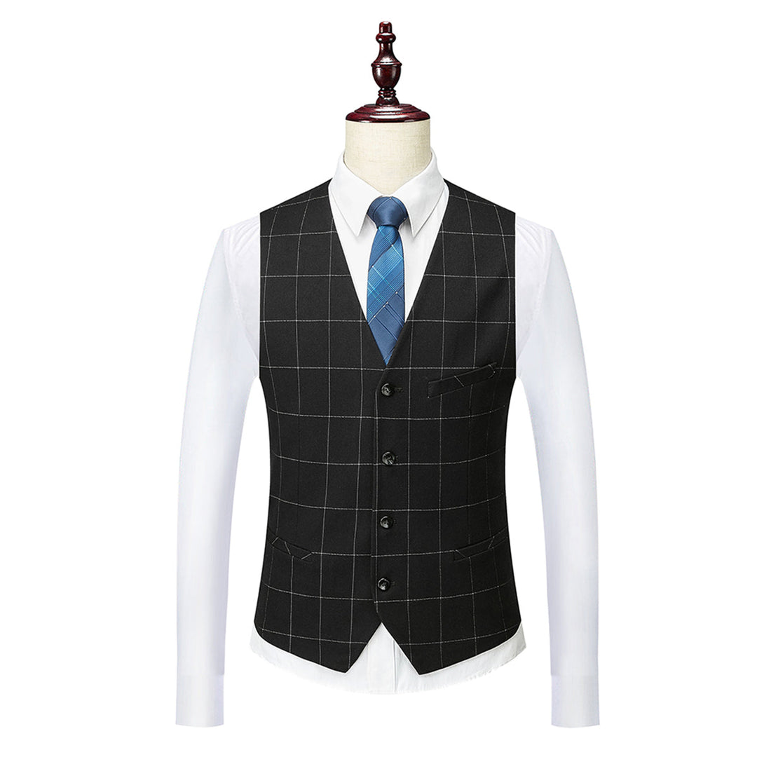 Traje Para Invitado De Boda De Tres Piezas Ajustado A Cuadros Para Hombre | Moderno