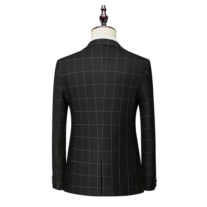 Traje Para Invitado De Boda De Tres Piezas Ajustado A Cuadros Para Hombre | Moderno