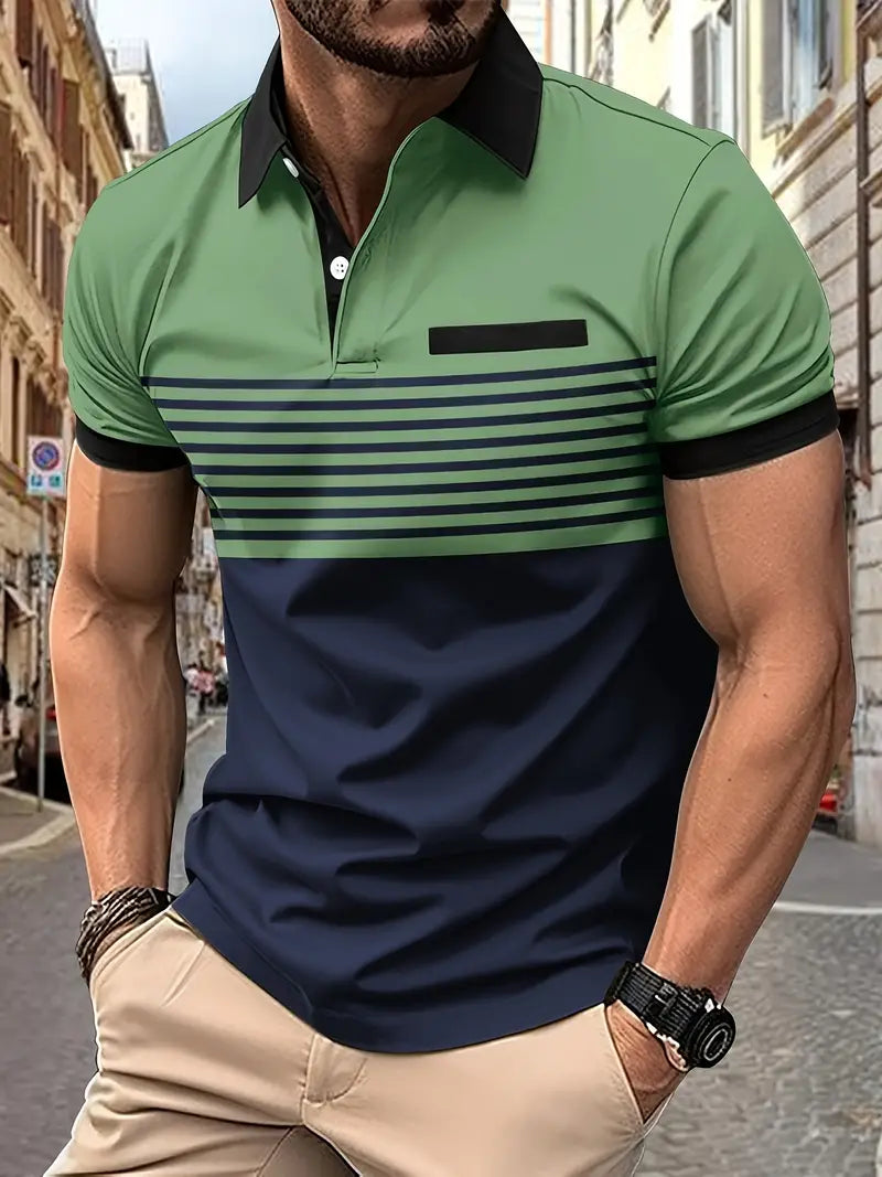 Polo Moderno De Rayas Para Hombre | Elegante