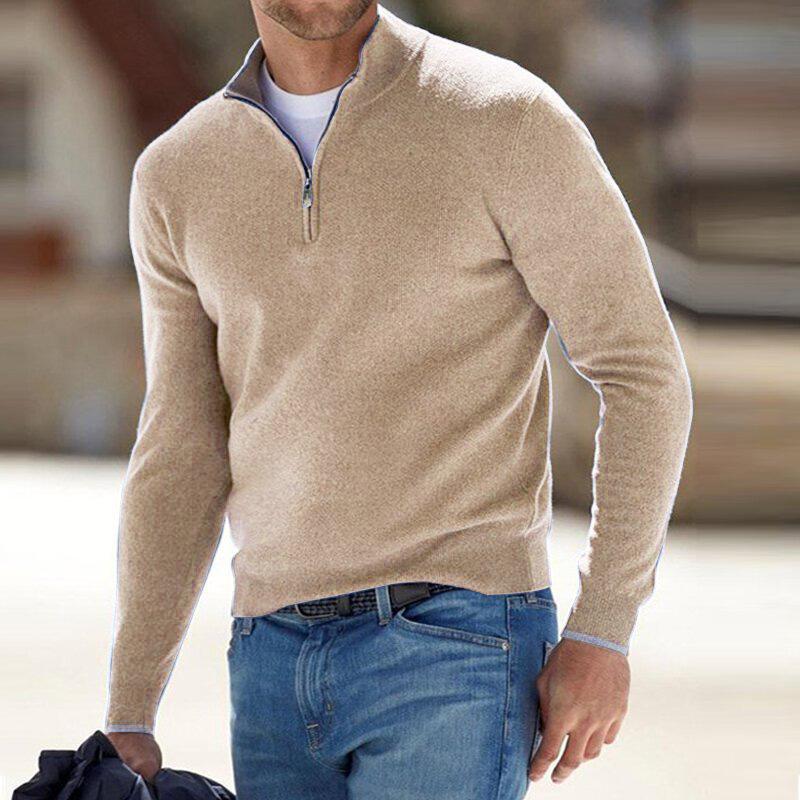 Jersey De Punto Cálido Con Media Cremallera Para Hombre | Mangas Largas