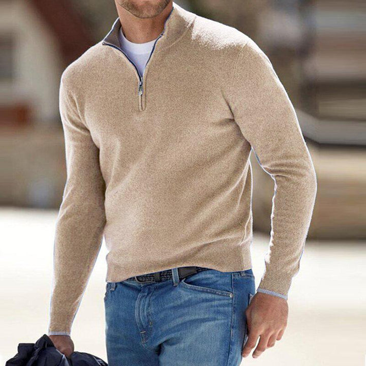 Jersey De Punto Cálido Con Media Cremallera Para Hombre | Mangas Largas