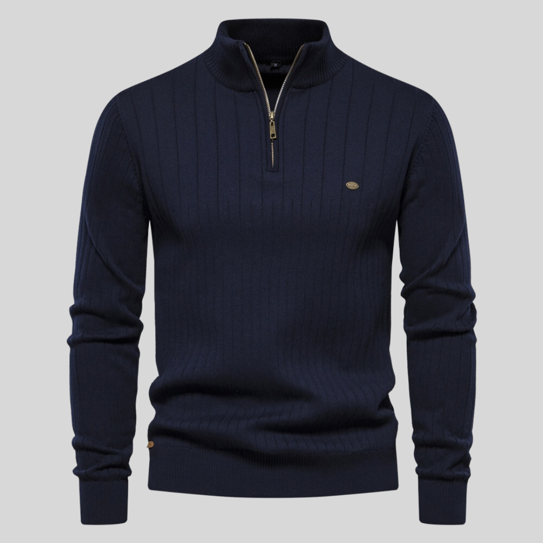 Jersey De Media Cremallera Para Hombre Con Mangas Largas | De Punto