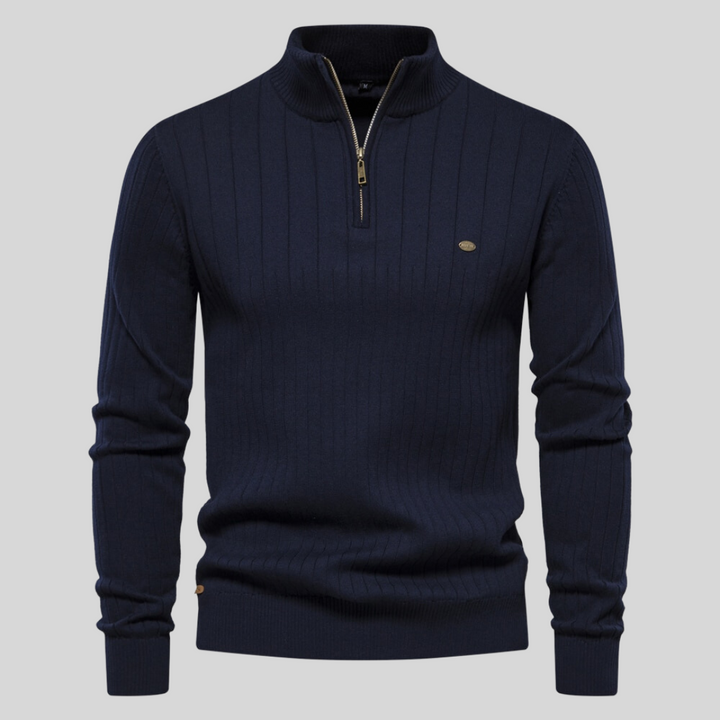 Jersey De Media Cremallera Para Hombre Con Mangas Largas | De Punto