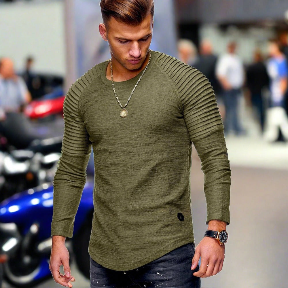 Jersey De Cuello Redondo Ajustado Para Hombre | Mangas Largas