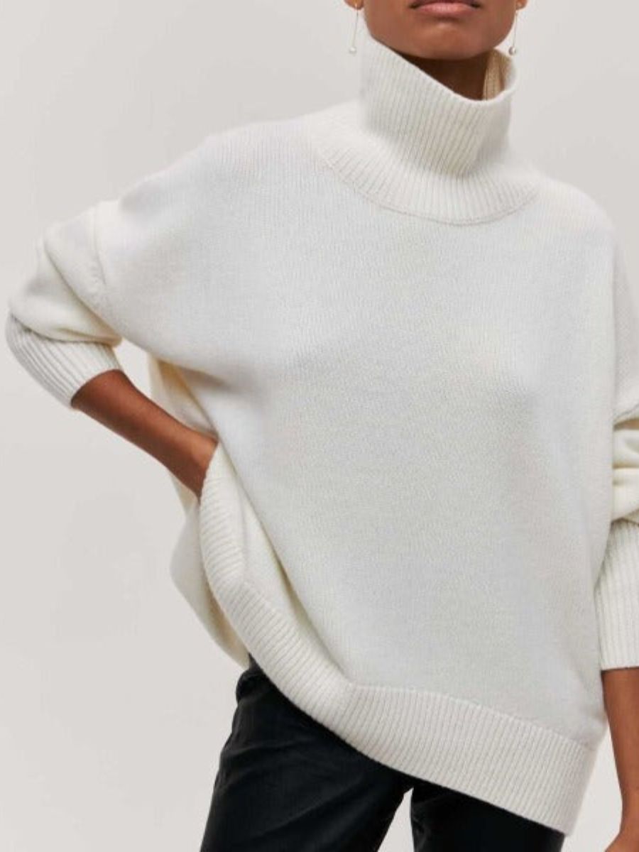 Jersey De Cuello Alto Oversize Para Mujer | De Punto