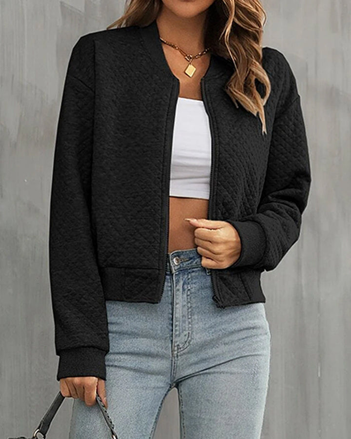 Chaqueta De Punto De Manga Larga Para Mujer | Cremallera