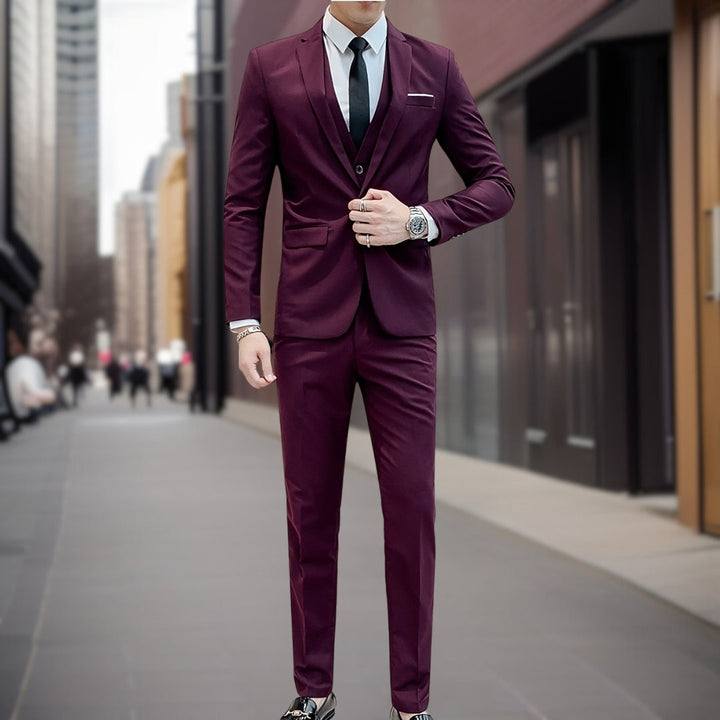 Traje Para Invitado De Boda Clásico De Tres Piezas Para Hombre | Gemelos