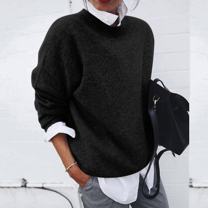 Jersey De Invierno Cálido De Punto Para Mujer | Cuello Redondo