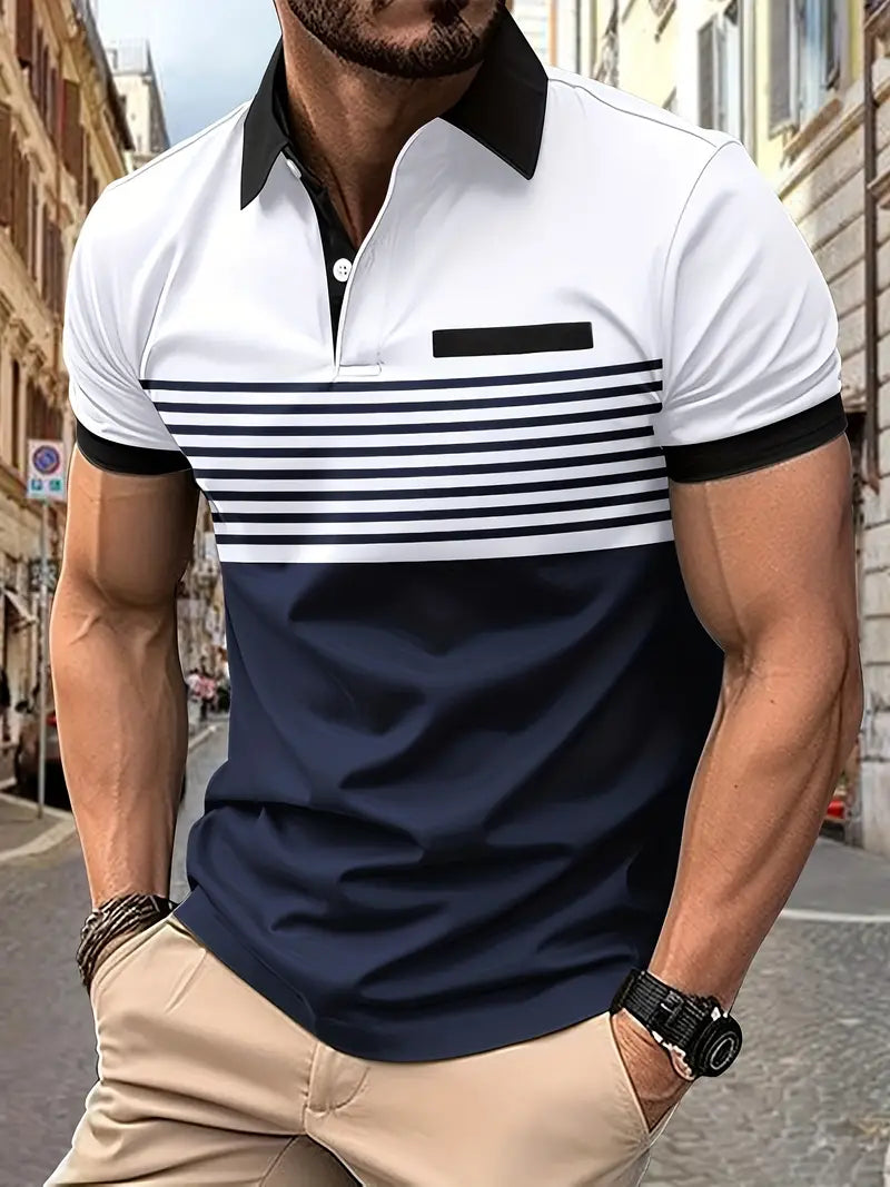 Polo Moderno De Rayas Para Hombre | Elegante