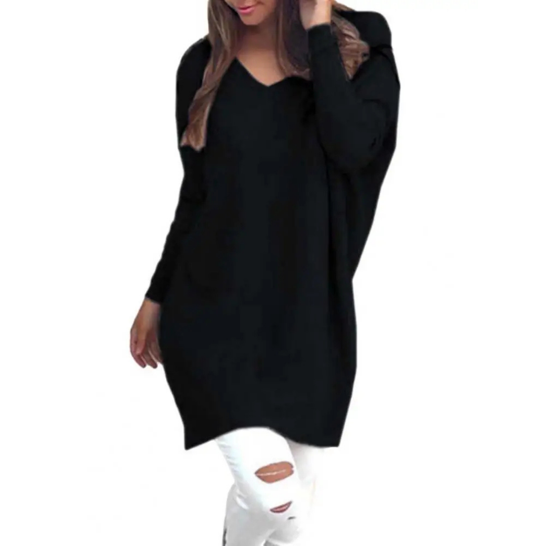 Jersey Talla Grande Informal De Cuello En V Para Mujer | Mangas Largas