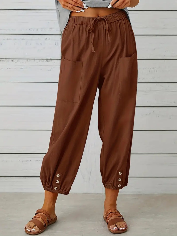 Pantalones De Verano Con Bolsillo Delantero Para Mujer | Cordón Ajustable