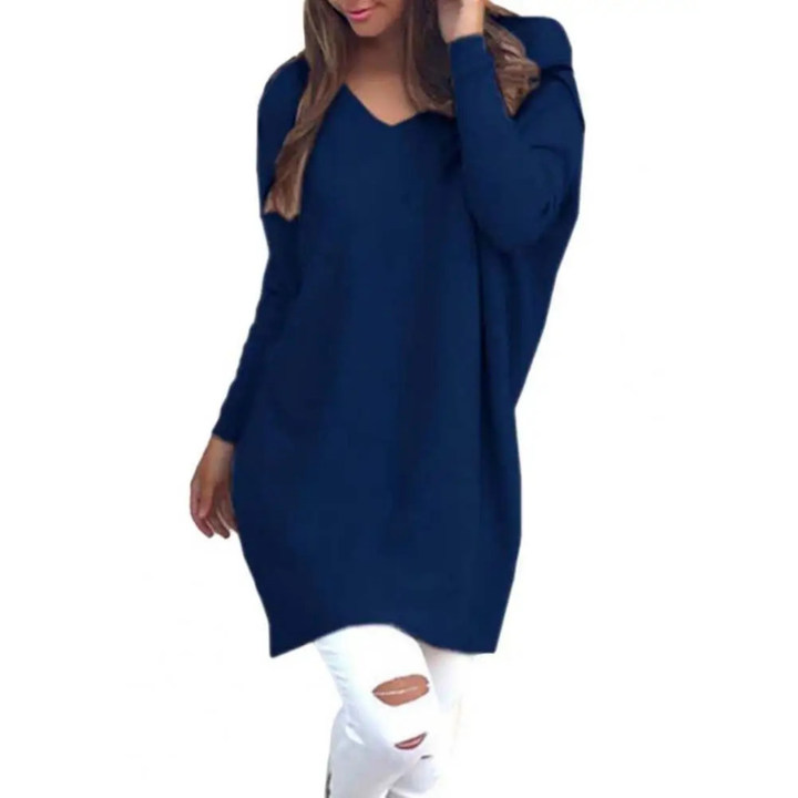 Jersey Talla Grande Informal De Cuello En V Para Mujer | Mangas Largas