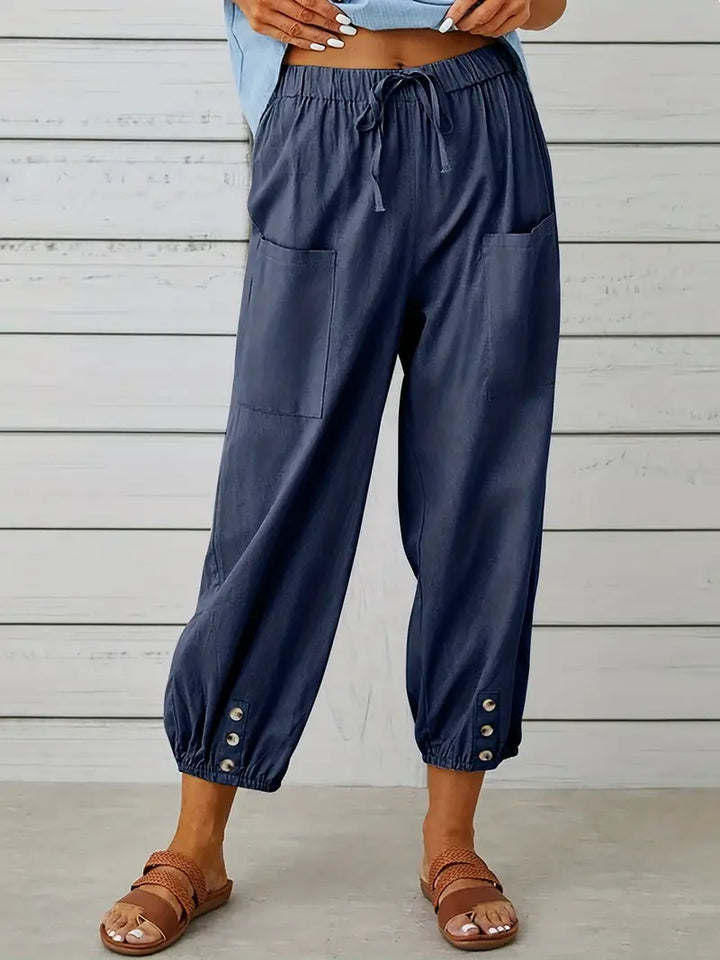 Pantalones De Verano Con Bolsillo Delantero Para Mujer | Cordón Ajustable