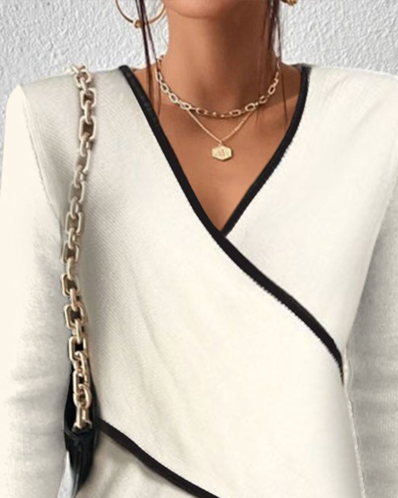 Jersey De Mujer Con Cuello En V Y Diseño Cruzado | Moderno