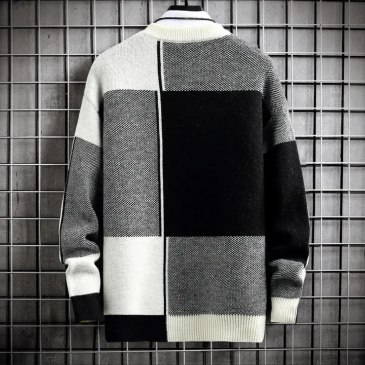 Jersey De Cuello Redondo A Cuadros Para Hombre | Mangas Largas