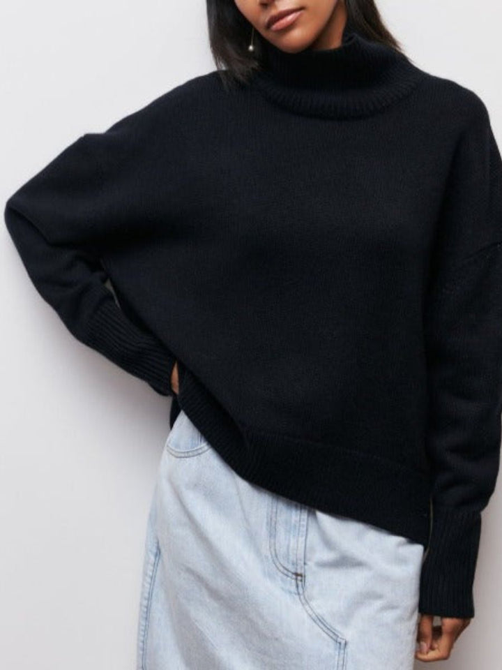 Jersey De Cuello Alto Oversize Para Mujer | De Punto