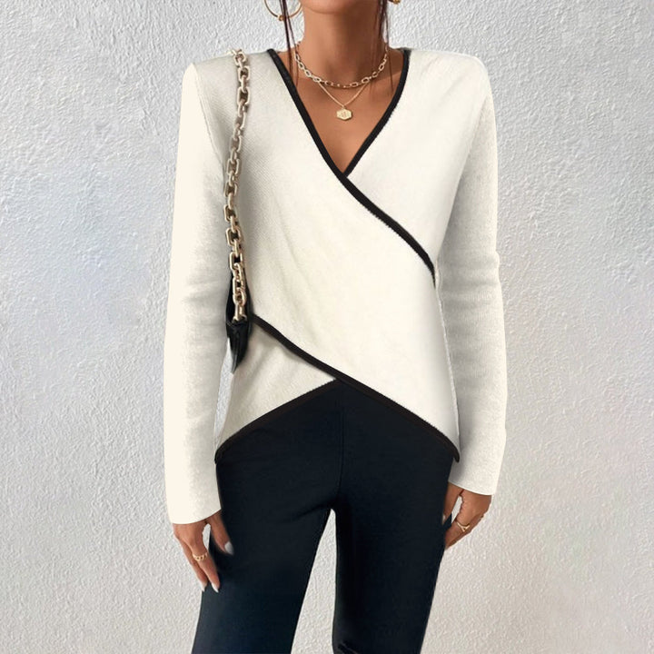 Jersey De Mujer Con Cuello En V Y Diseño Cruzado | Moderno