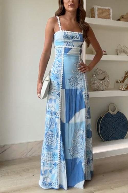 Mujeres Boho labor de retazos Vestido Sin Mangas | Maxi