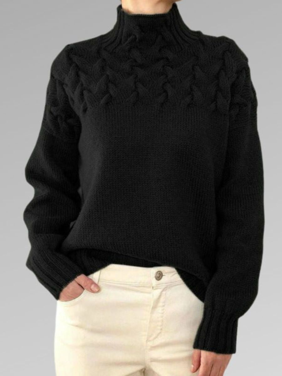 Jersey De Invierno Cálido De Punto Para Mujer | Mangas Acanaladas