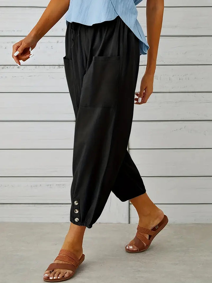 Pantalones De Verano Con Bolsillo Delantero Para Mujer | Cordón Ajustable
