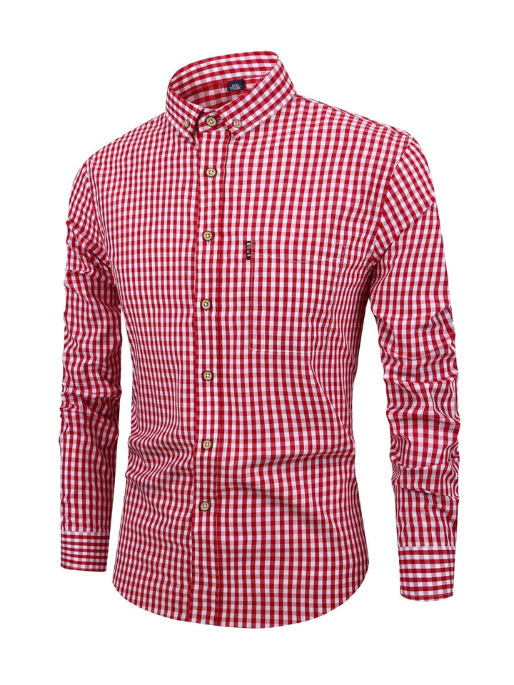 Camisa De Manga Larga A Cuadros Para Hombre | Con Botones