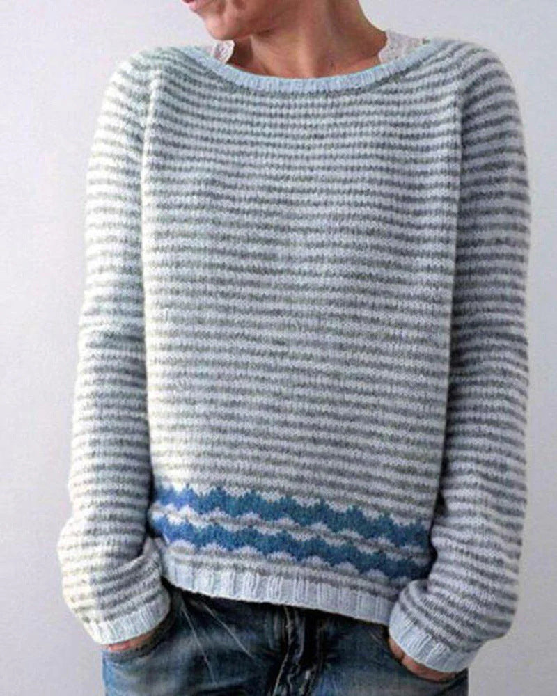 Jersey Cálido Vintage Estampado Para Mujer | Mangas Largas