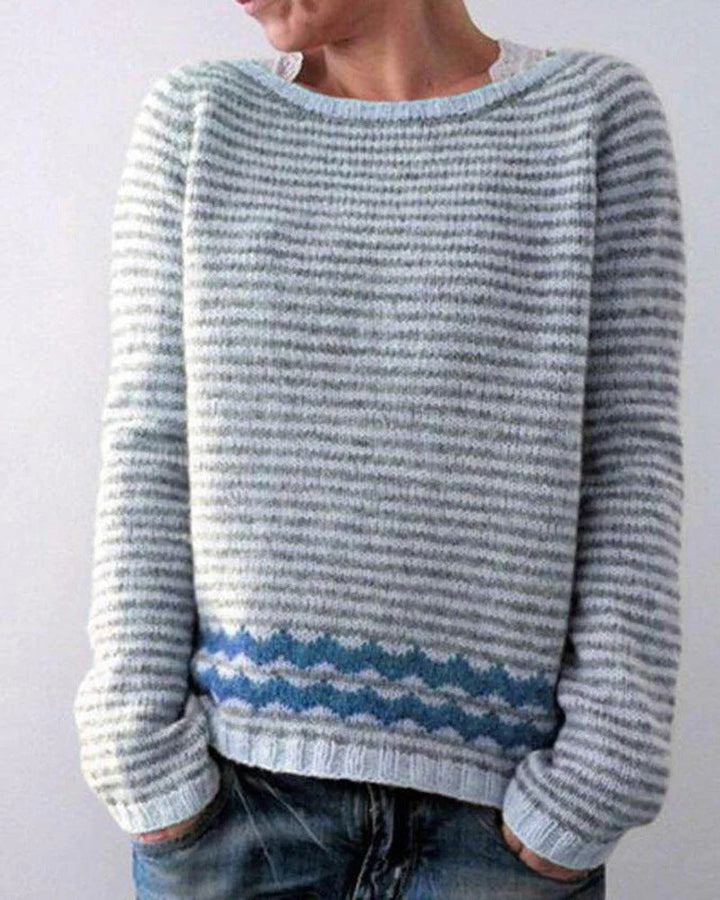 Jersey Cálido Vintage Estampado Para Mujer | Mangas Largas