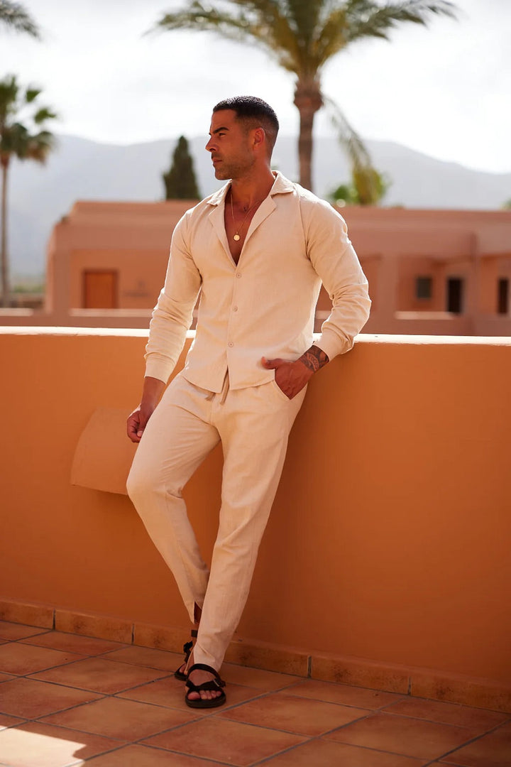 Conjunto De Descanso Informal Abotonado Para Hombre | Ligero
