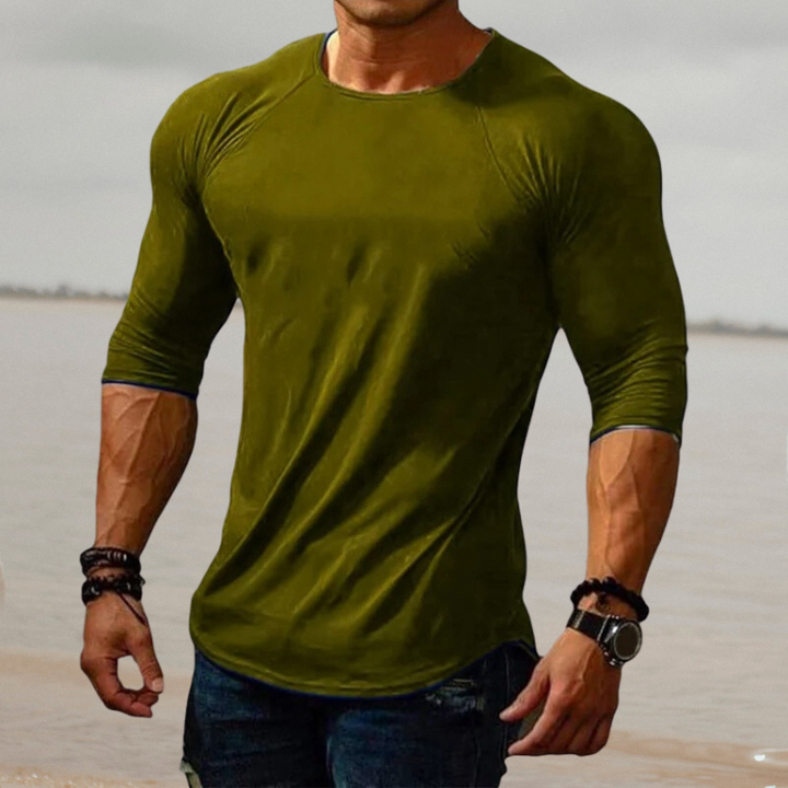 Camiseta Casual de Corte Ajustado para Hombre | Manga 3/4