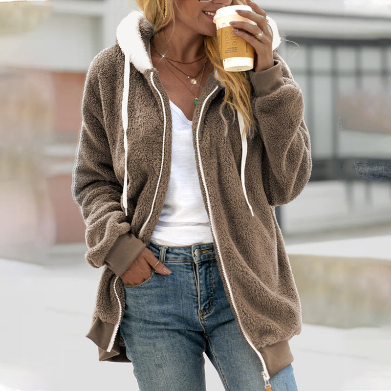 Chaqueta De Invierno Con Cremallera Para Mujer | Con Capucha