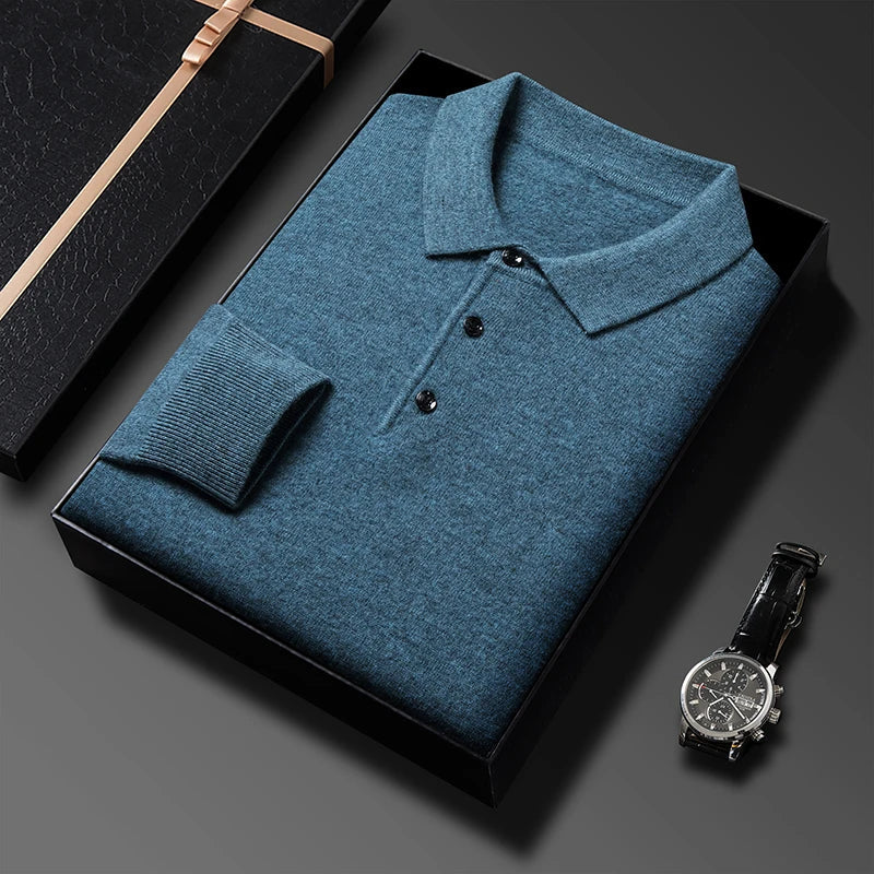 Jersey Tipo Polo De Punto Para Hombre | Manga Larga