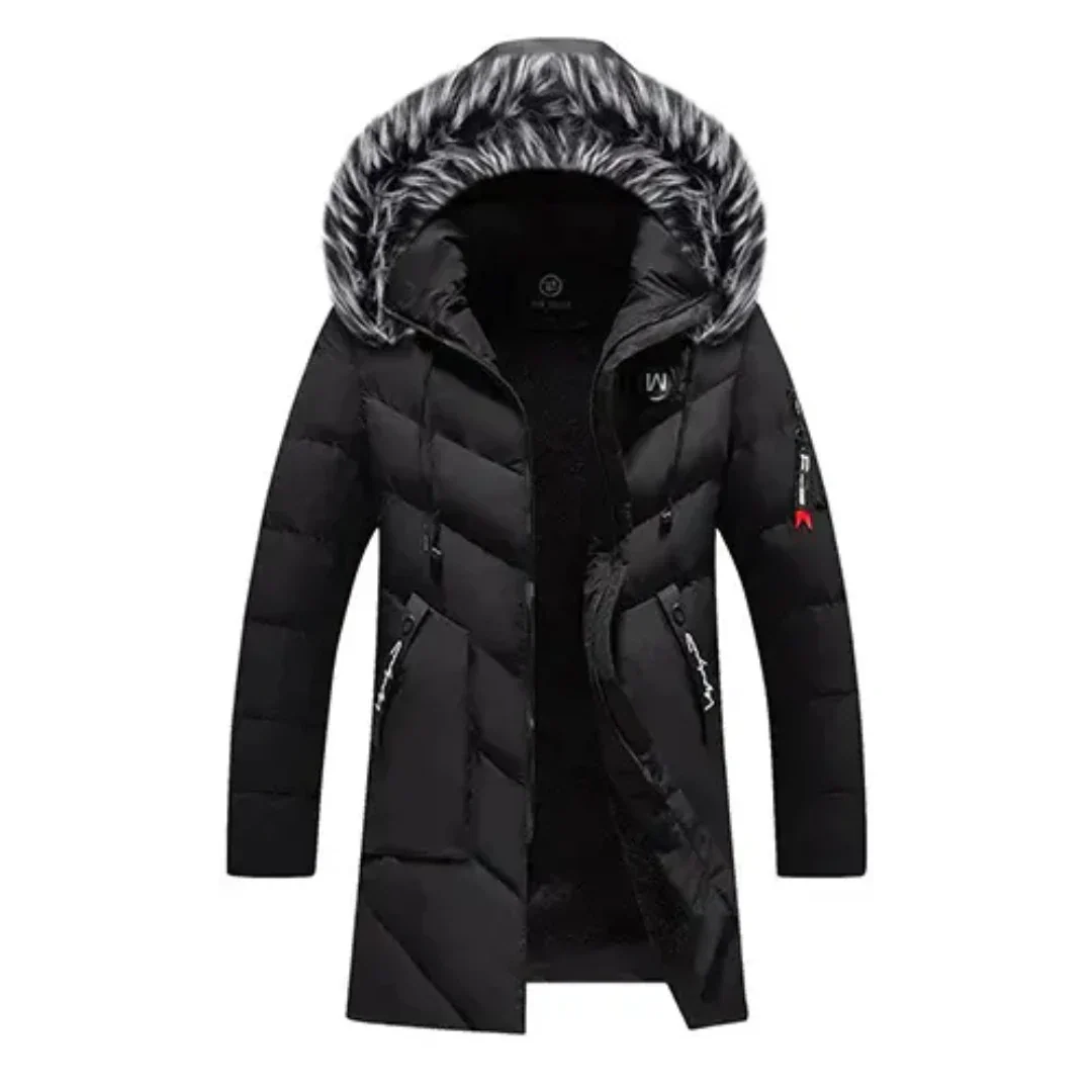 Parka Acolchada De Invierno Con Capucha Para Hombre | Bolsillos Con Cremallera