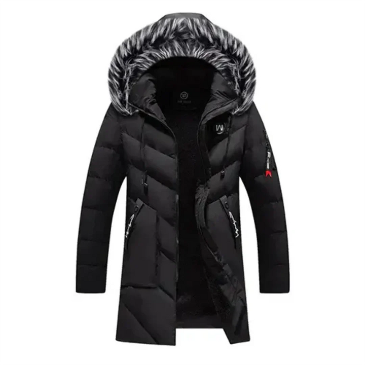 Parka Acolchada De Invierno Con Capucha Para Hombre | Bolsillos Con Cremallera