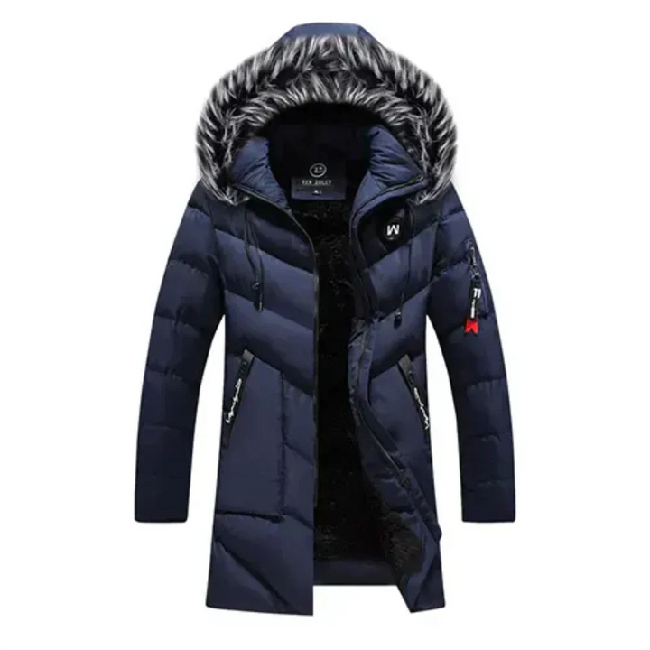 Parka Acolchada De Invierno Con Capucha Para Hombre | Bolsillos Con Cremallera
