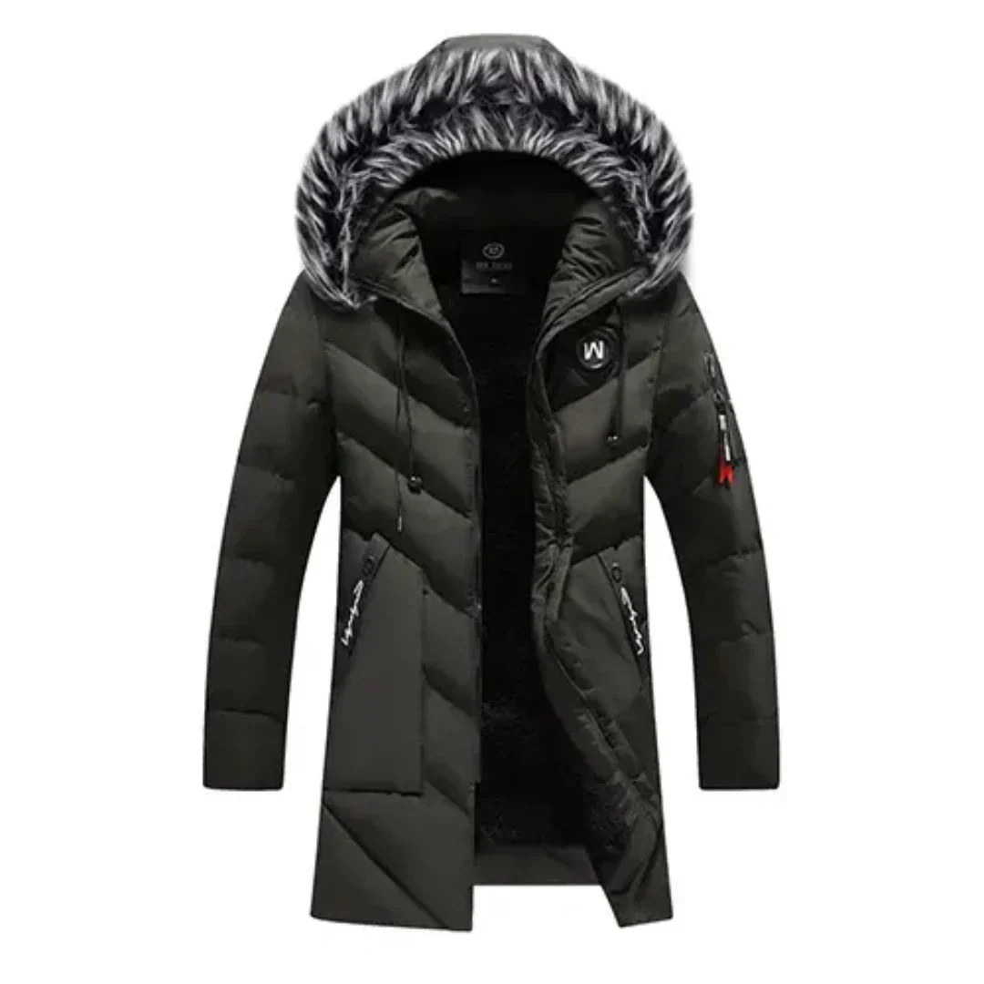 Parka Acolchada De Invierno Con Capucha Para Hombre | Bolsillos Con Cremallera