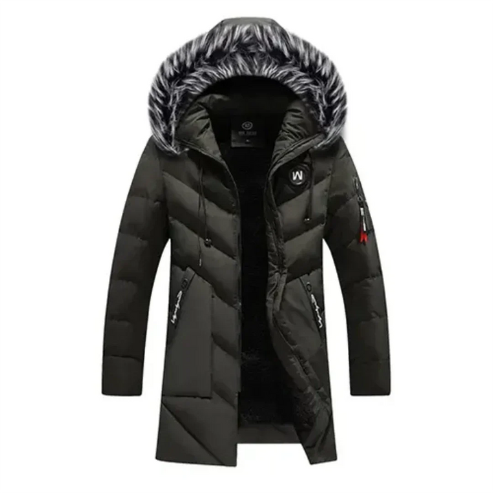 Parka Acolchada De Invierno Con Capucha Para Hombre | Bolsillos Con Cremallera