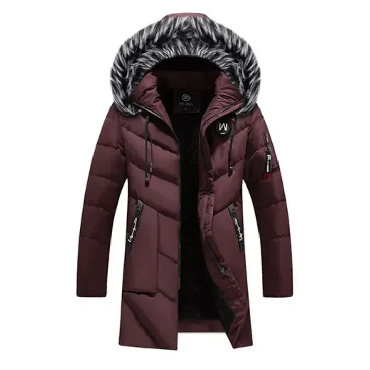 Parka Acolchada De Invierno Con Capucha Para Hombre | Bolsillos Con Cremallera