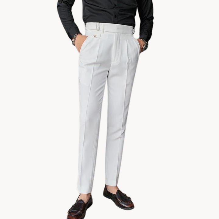 Pantalones De Vestir De Cintura Alta Plisados Para Hombre | Cómodo