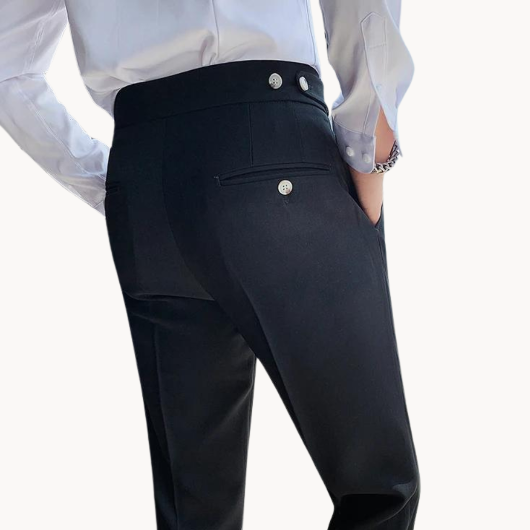 Pantalones De Vestir De Cintura Alta Plisados Para Hombre | Cómodo