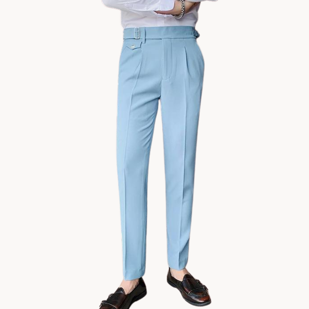Pantalones De Vestir De Cintura Alta Plisados Para Hombre | Cómodo