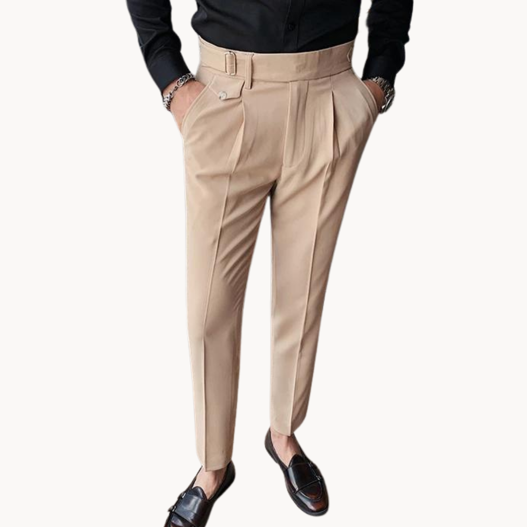 Pantalones De Vestir De Cintura Alta Plisados Para Hombre | Cómodo