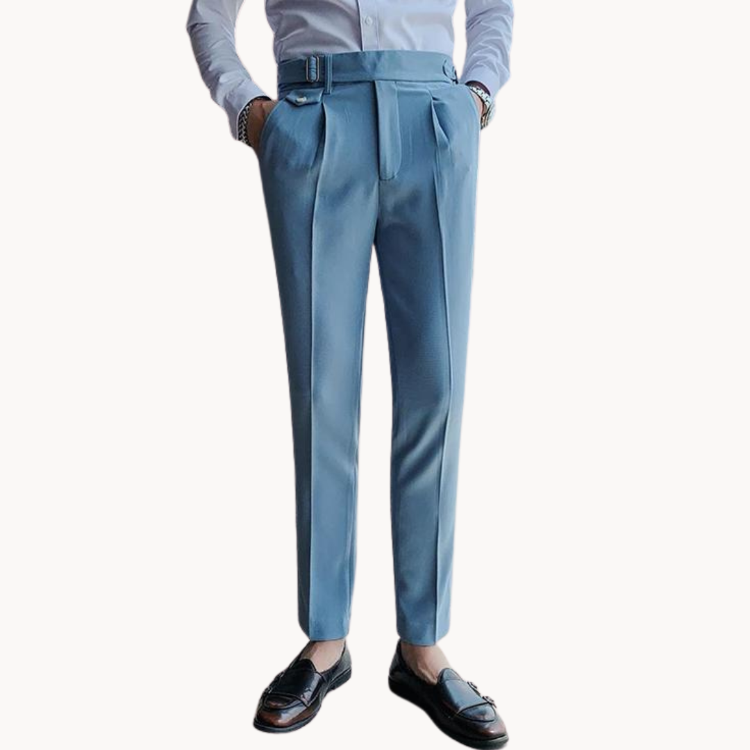 Pantalones De Vestir De Cintura Alta Plisados Para Hombre | Cómodo