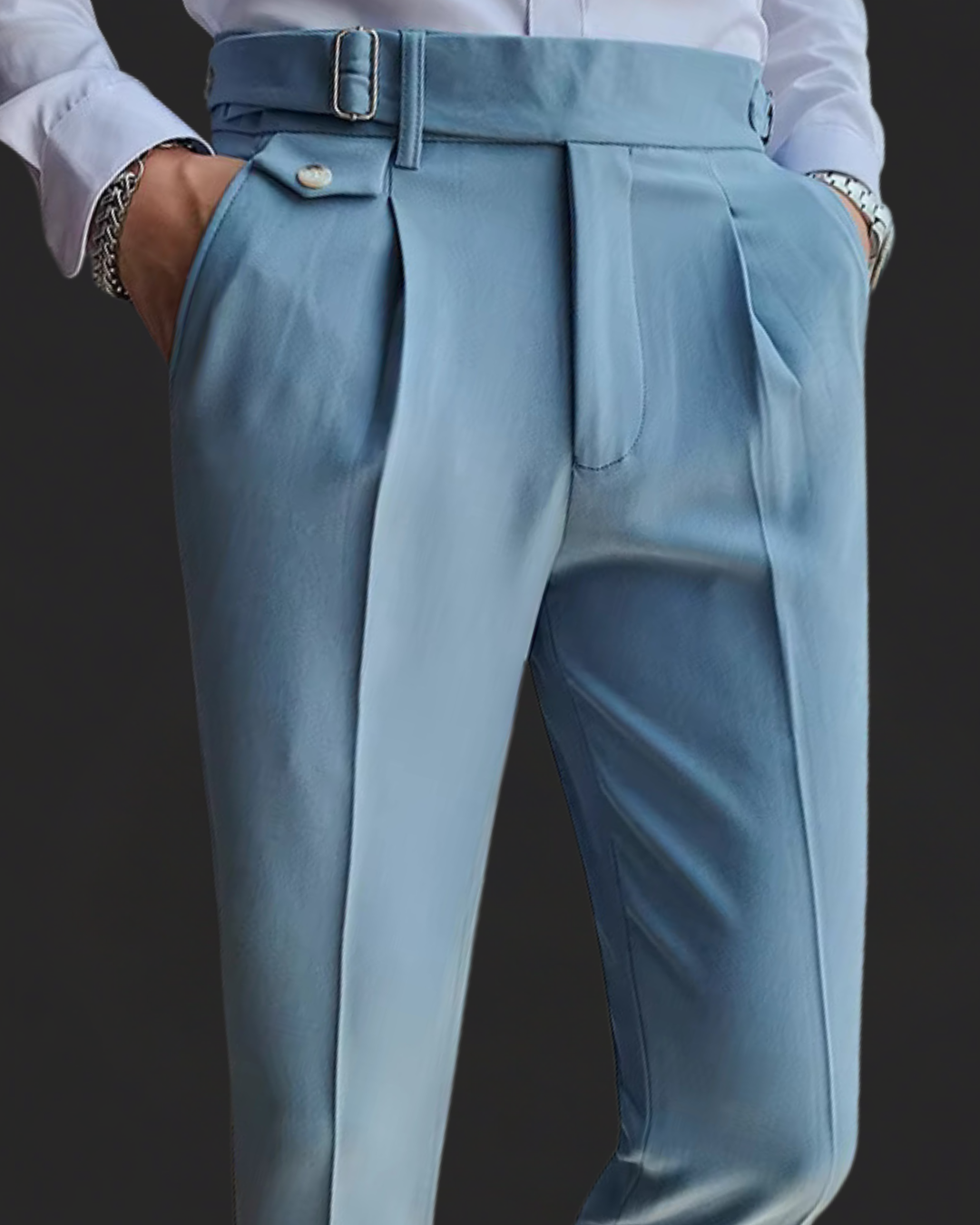 Pantalones De Vestir De Cintura Alta Plisados Para Hombre | Cómodo